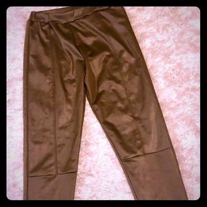 Brown faux leather legging